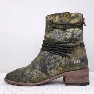 BED STU Everett Haze Sailor Boots Distressed Khaki Green Gold Suede